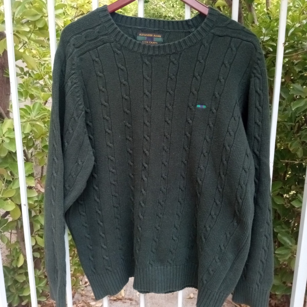 Men's Vintage Colours Alexander Julian Knit Green Sweater Sz L